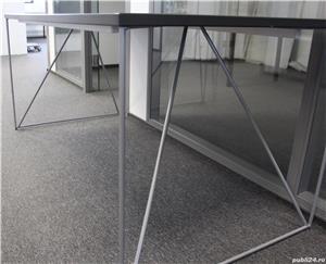 Birou cu picioare metalice si blat 160x80; Masa de lucru solida - imagine 5