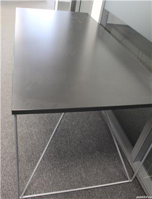 Birou cu picioare metalice si blat 160x80; Masa de lucru solida - imagine 4