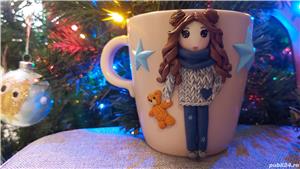 Cadou  Craciun pentru fetite, sotie iubita cana papusa handmade