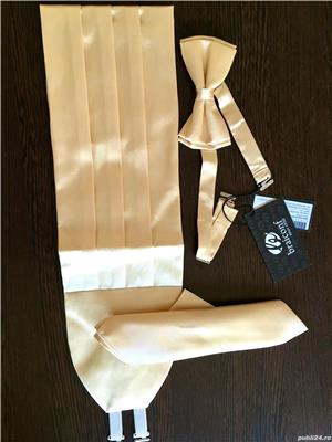 Set brau, papion si batista Braiconf, galben auriu - imagine 2