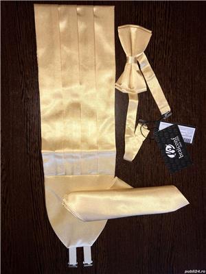 Set brau, papion si batista Braiconf, galben auriu - imagine 4