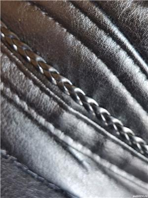 Sapca piele neagra barbati interior blana gri protectie ceafa urechi caciula stil clasic retro - imagine 10