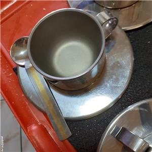 Serviciu cescute inox, 6 cesti+6 farfurioare