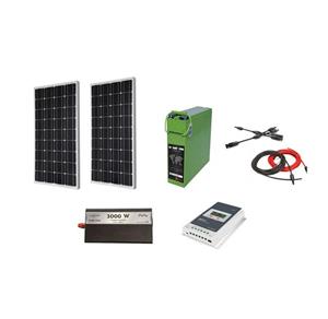 Kit Fotovoltaic Rulota/Cabana 360 W Pe 12 V Cu Invertor 2000 W (2 Panouri 180W)