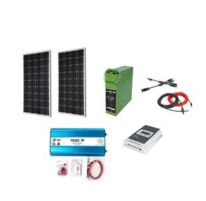 Kit fotovoltaic rulota/cabana 360 W pe 12 V cu invertor 7000 W (2 panouri 180W)