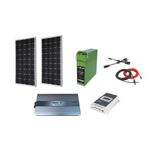 Kit fotovoltaic rulota/cabana 360 W pe 12 V cu invertor 8000 W (2 panouri 180W) 
