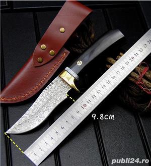 Cutit otel Damasc veritabil, teaca piele - imagine 4