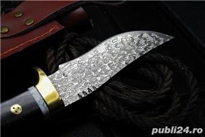 Cutit otel Damasc veritabil, teaca piele - imagine 7