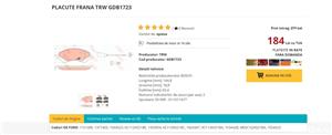 Placute frana trw gdb1723 - imagine 2