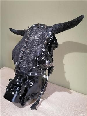 Craniu taur Steampunk bull skull,rock,punk,gotic - cadou,decor inedit - imagine 5