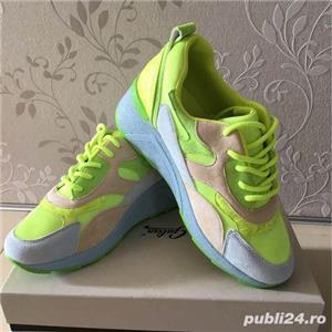 Adidasi, verde gri albastru, platforma 6 cm, mar.39