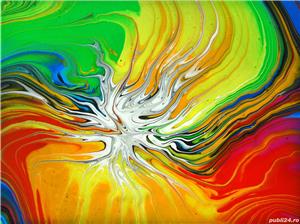 Vand tablouri abstracte, tehnica pouring, culori acrilice. - imagine 5