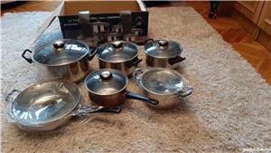 set oale inox fund dublu cu capac sticla termrezistenta si storcator de fructe - imagine 5