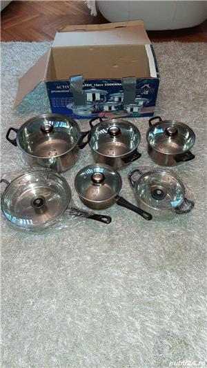 set oale inox fund dublu cu capac sticla termrezistenta si storcator de fructe - imagine 2