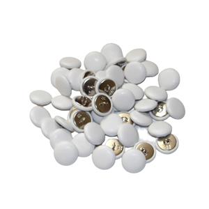 Set 50 nasturi metalici,imbracati in piele ecologica alba marimea 32. - imagine 2