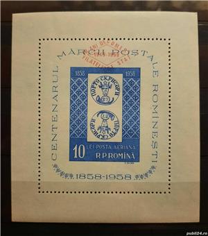 Timbre 1959 - 10 ani de comert filatelic de stat, hartie alba, colita MNH