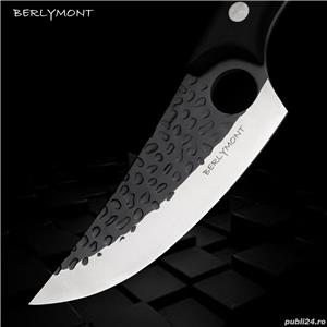 Set Cutite bucatarie, Cutit macelar, Cutit bucatar forjat manual cu ascutitor portabil - imagine 2