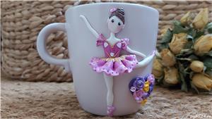 Cana personalizata cadou Martisor balerina din fimo handmade