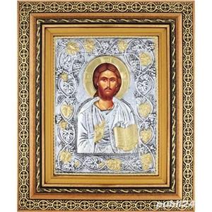 Icoana Iisus Hristos Pantoctrator-Argintata-Relief 3 D