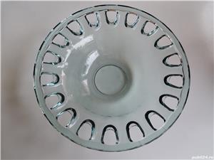 Centru de masă fructiera sticlă handmade decupata Couronne Spania  - imagine 3
