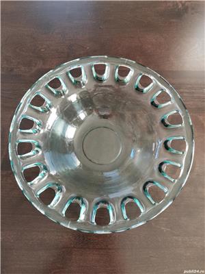 Centru de masă fructiera sticlă handmade decupata Couronne Spania  - imagine 5