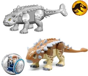 Dinozauri tip Lego de 20cm: Brown   Silver Ankylosaurus