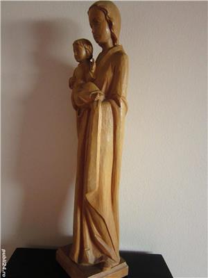 cadou rar Fecioara Maria cu pruncul -sculptura lemn,colectie Germania - imagine 4