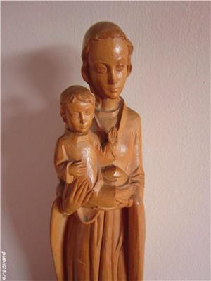 cadou rar Fecioara Maria cu pruncul -sculptura lemn,colectie Germania - imagine 5