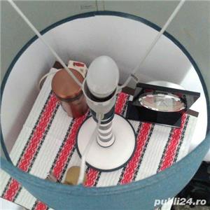 Veioza birou sau noptiera cu suport din lemn si abajur textil - imagine 2