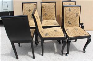 6 buc Scaune Vintage din Lemn Masiv stil ArtDeco; Scaun solid - imagine 4