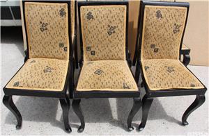 6 buc Scaune Vintage din Lemn Masiv stil ArtDeco; Scaun solid - imagine 6