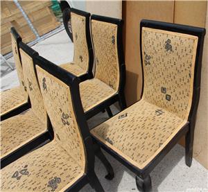 6 buc Scaune Vintage din Lemn Masiv stil ArtDeco; Scaun solid - imagine 5