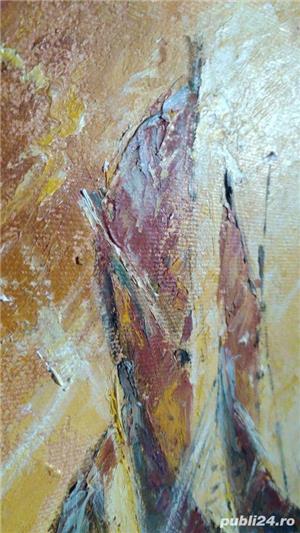 Tablou pictat corabie cu panze pe Mare semnat Hawkins Agnes 1977 - imagine 2