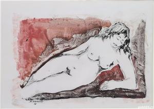 Mario Marcucci 1972 Tablou Tanara Nud pictura guase inramat 52x72 cm - imagine 2