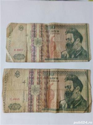 Doua bancnote cu valoare de 5oo lei cu chipul lui Brâncuși  emise cu începere din 1991   - imagine 4