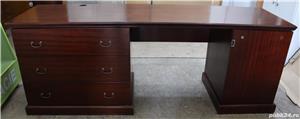 2 buc Birou Solid Directorial cu usa si sertare; Masa cu blat 204x62 