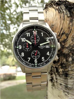 www autenticshop ro - Ceas German Astroavia Pilot Aviatie Subacvatic 100m Mecanism Seiko 10ATM Nou - imagine 6