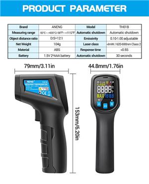 Termometru infrarosu laser intre -50 si +600C non contact - imagine 2