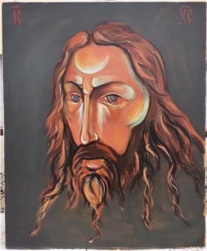 Tablou Icoana Mantuitorul Isus pictura ulei pe pânză 61x50cm