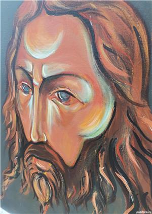 Tablou Icoana Mantuitorul Isus pictura ulei pe pânză 61x50cm - imagine 2
