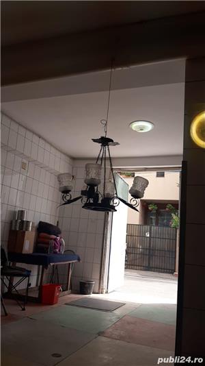 Lustra metalica neagra, cu patru brate din fier forjat, lucrata manual - imagine 5