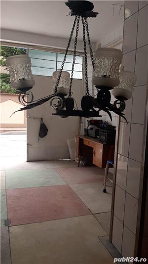 Lustra metalica neagra, cu patru brate din fier forjat, lucrata manual - imagine 9