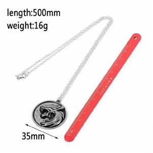 SET lant pandantiv medalion breloc serialul the Witcher cap de lup - imagine 3