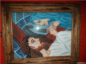 Icoana veche, inramata,   38 cm * 32 cm, sticla protectie - imagine 2