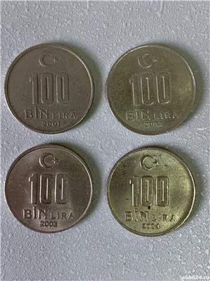 Lot complet 4 monede 100000 lire - 100 bin lira - 2001-2004 Turcia-KM 1106 (61)