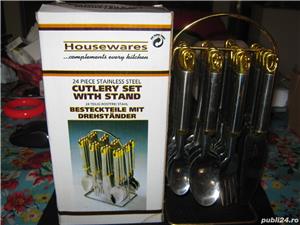 Set tacamuri 24 stainless steel cu suport dedicat special,produs absolut nou,nefolosit,super calita  - imagine 2