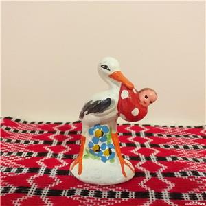 vechi bibelou din lut Te-a adus barza, cadou noroc fertilitate, nastere, botez