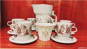 Set porțelan fin cești farfurii cana Coșuleț porțelan cadou