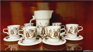 Set porțelan fin cești farfurii cana Coșuleț porțelan cadou - imagine 8