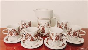 Set porțelan fin cești farfurii cana Coșuleț porțelan cadou - imagine 5